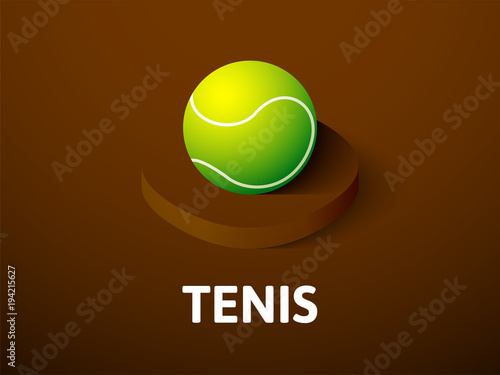 Tennis isometric icon, isolated on color background
