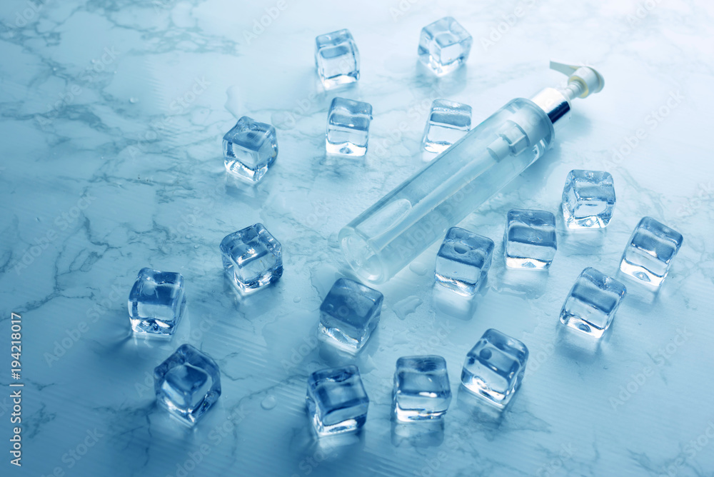 Bottle with Ice Cubes. Bottle with Ice Cubes.