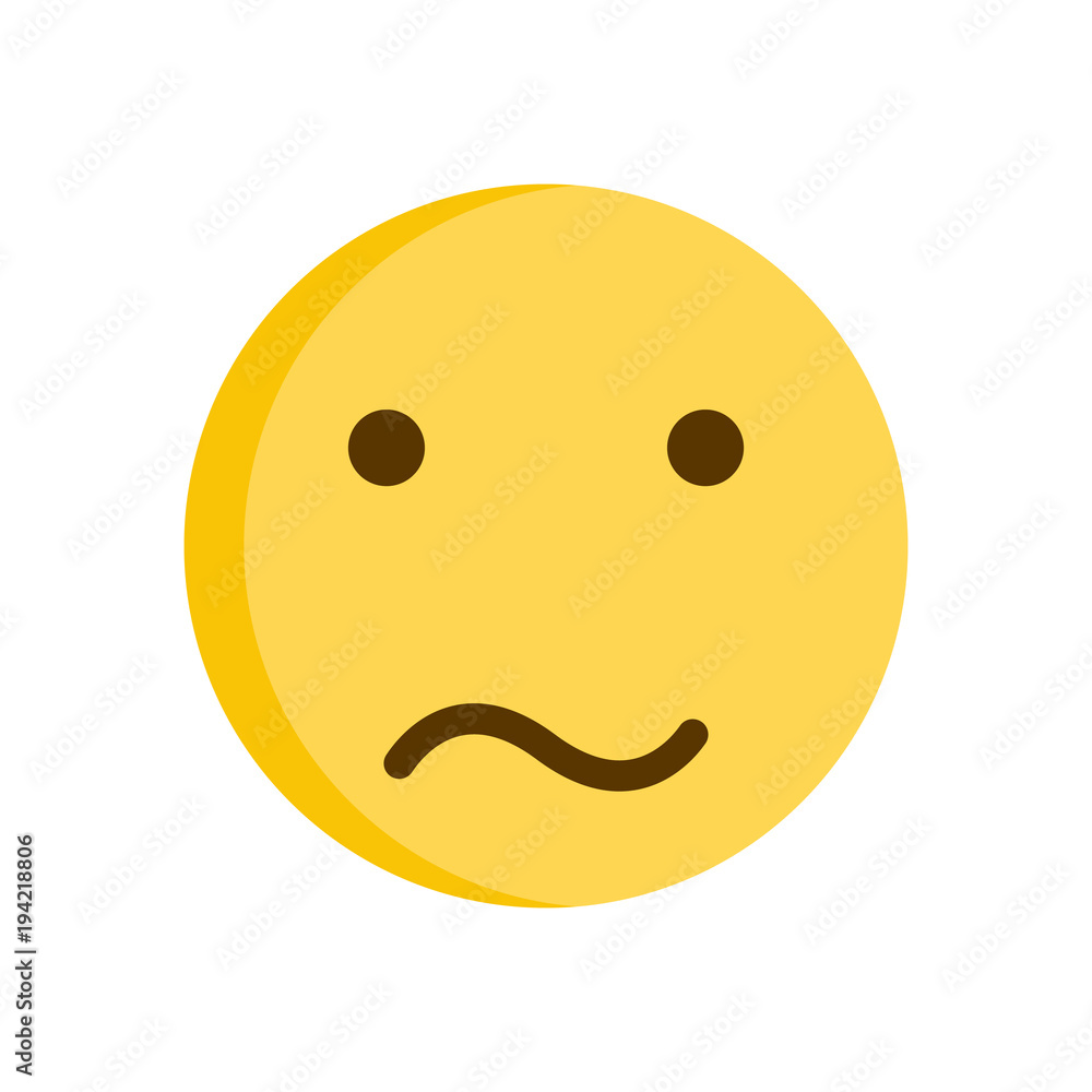 Confused and disoriented emoticon. Vector emoji smiley icon illustration