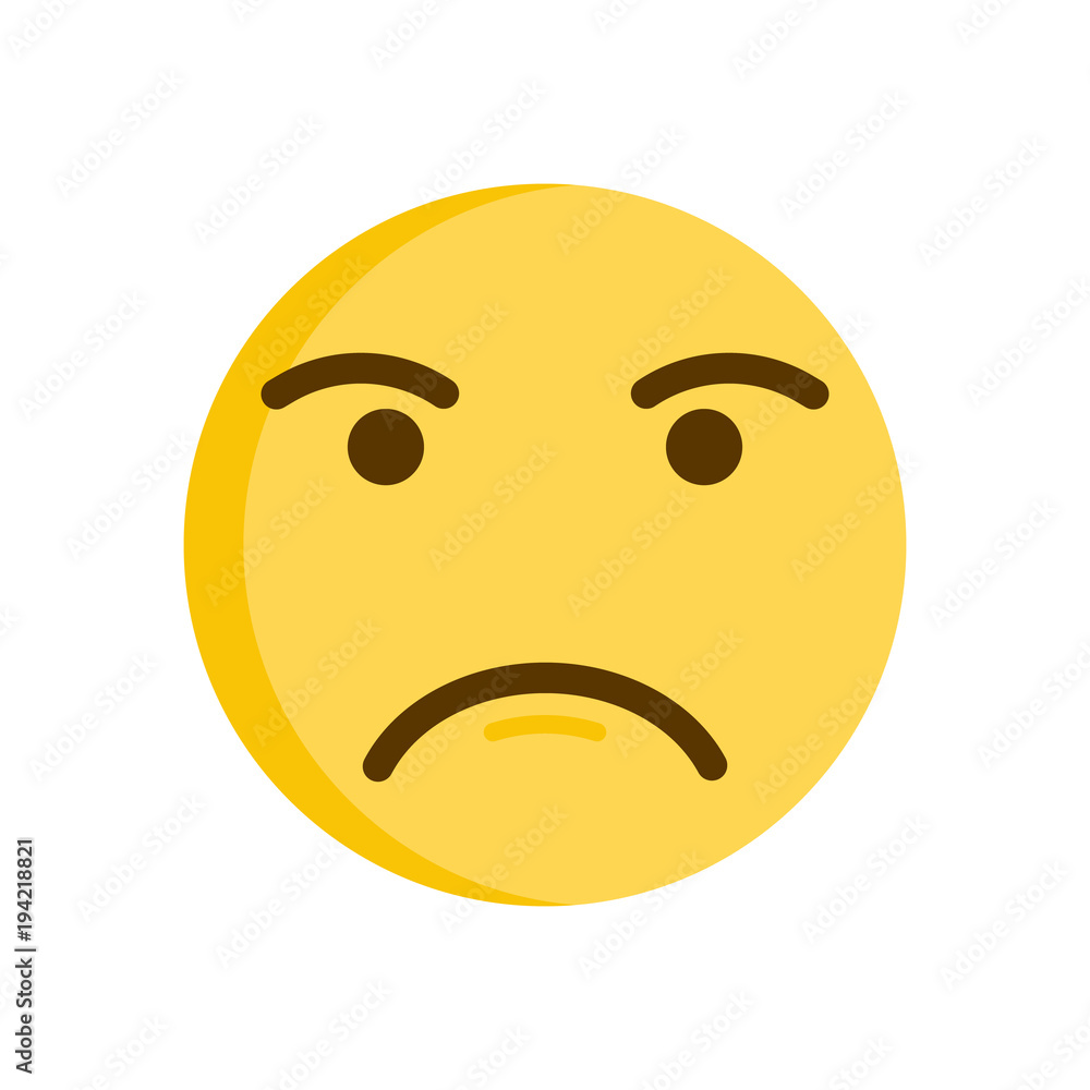 Fototapeta premium Upset emoticon. Vector emoji smiley icon illustration