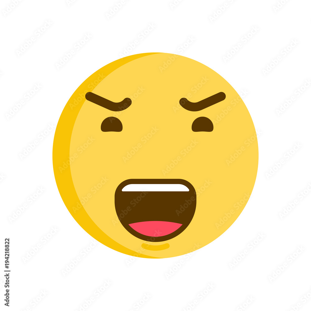 Emoticon smiley with a angry face. Vector emoji icon Emoticon smiley with a angry face. Vector emoji icon