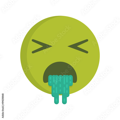 Sick emoticon vomiting. Vector emoji smiley icon