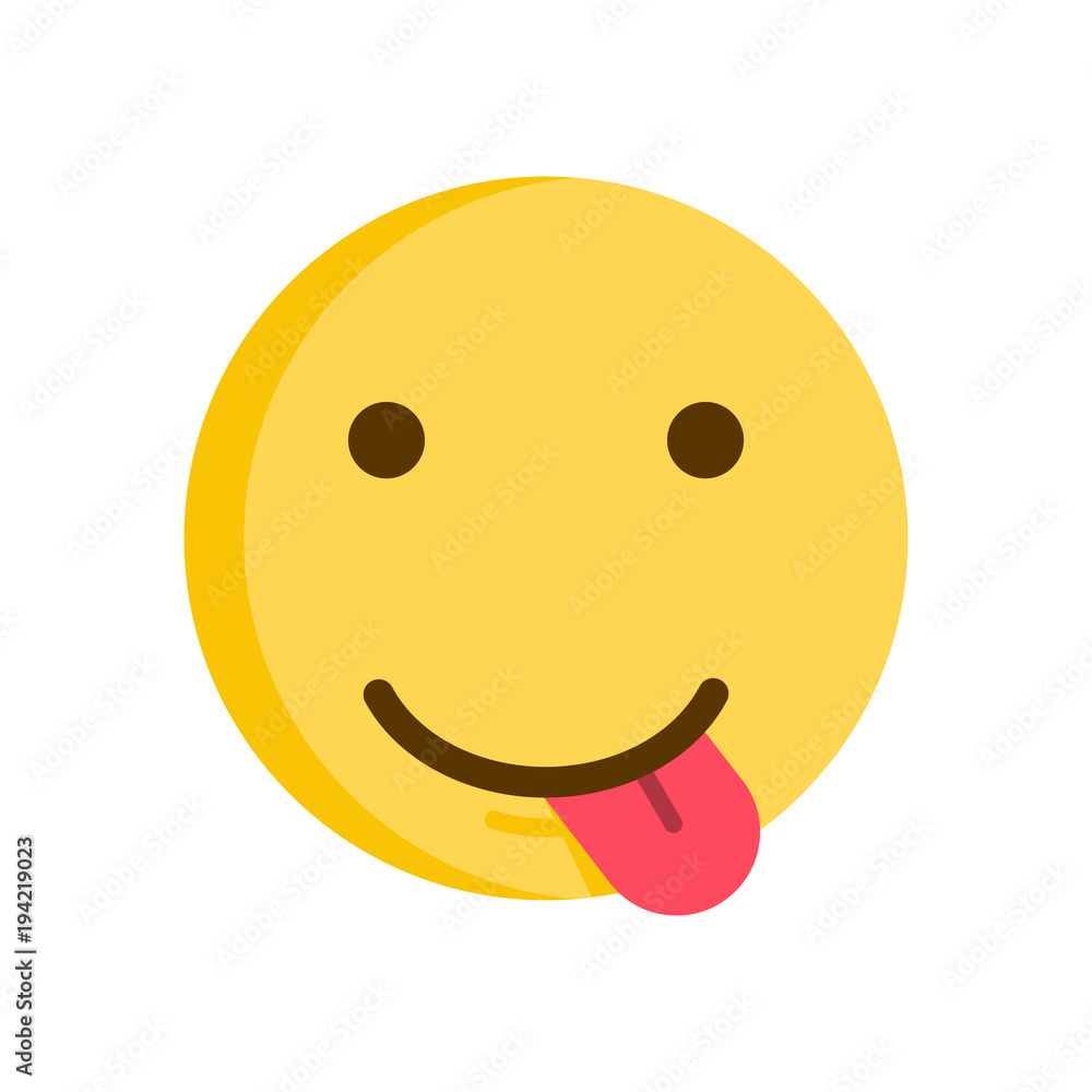 Fototapeta premium Smiley sticking out his tongue. Vector emoticon emoji icon.