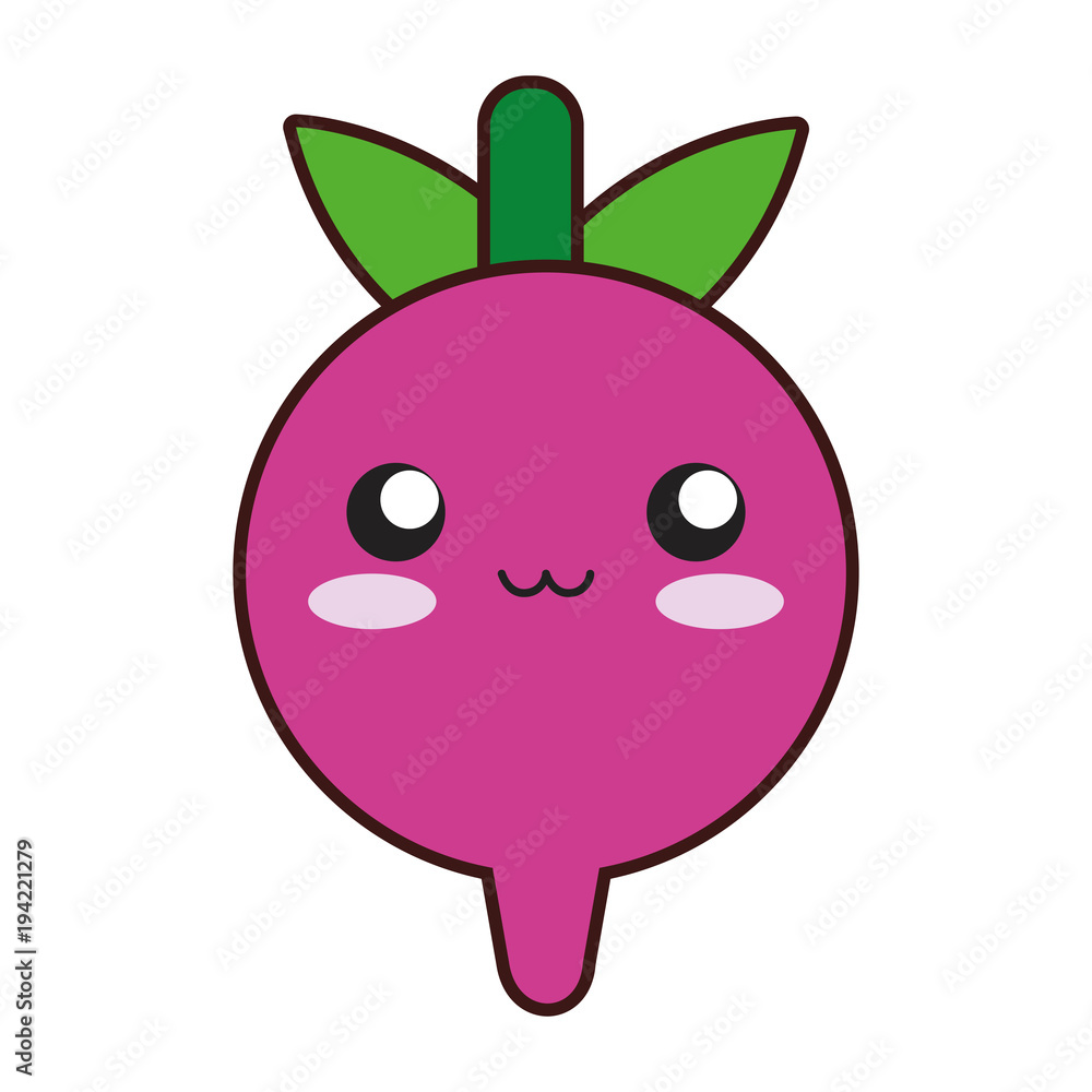 Obraz premium kawaii radish vector illustration