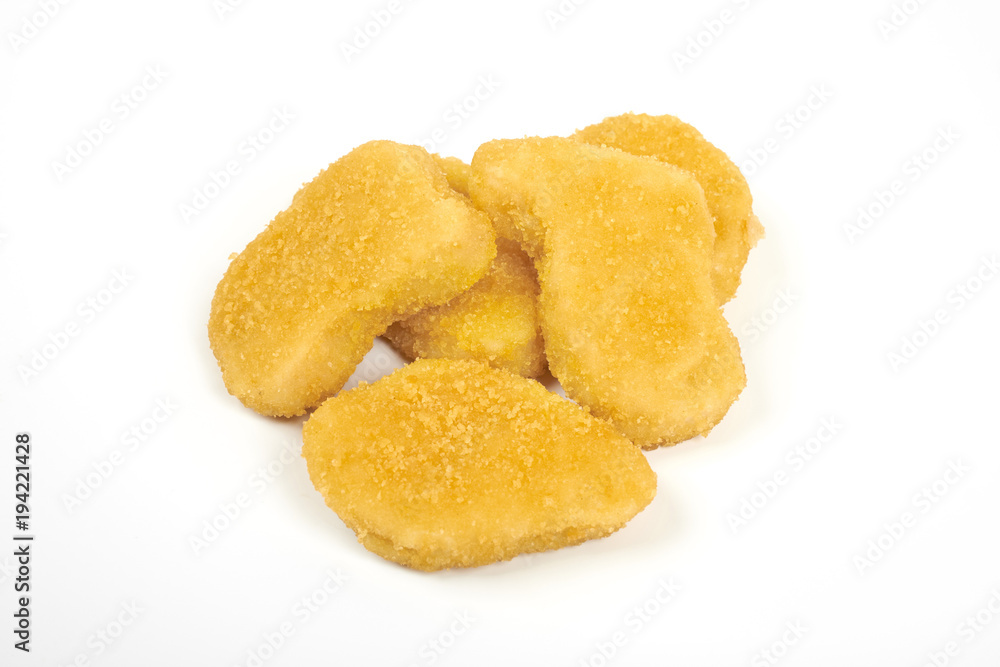 Chicken nuggets isolated on white background