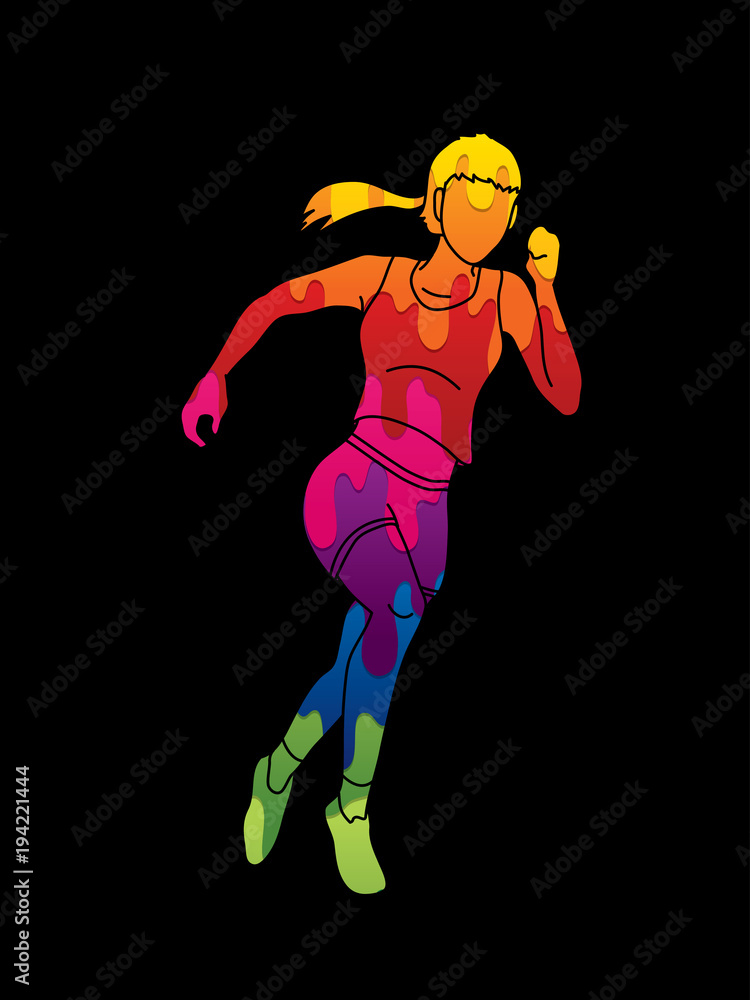 Athlete runner, A woman runner running designed using colorful graphic vector Athlete runner, A woman runner running designed using colorful graphic vector