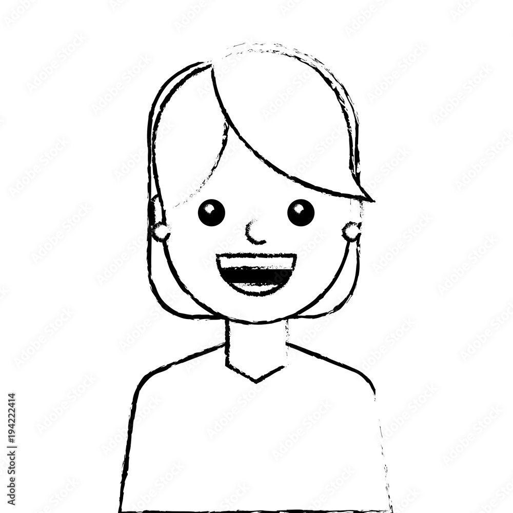 young woman happy avatar character vector illustration design