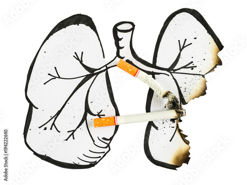 фотографія Drawing lungs has been burned by cigarettes imply cancer happen when people smoke