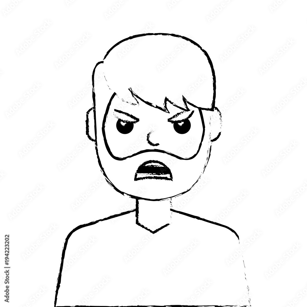 angry young man avatar character vector illustration design