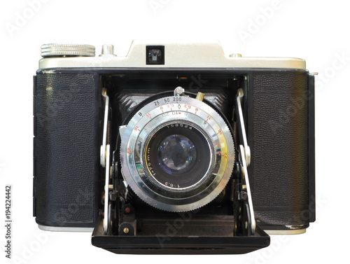 vintage photographic camera isolated with clipping path.
