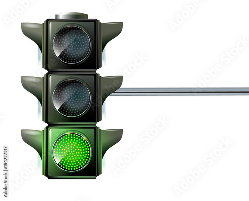 Traffic light the three colors light up red, yellow and green at the same time.