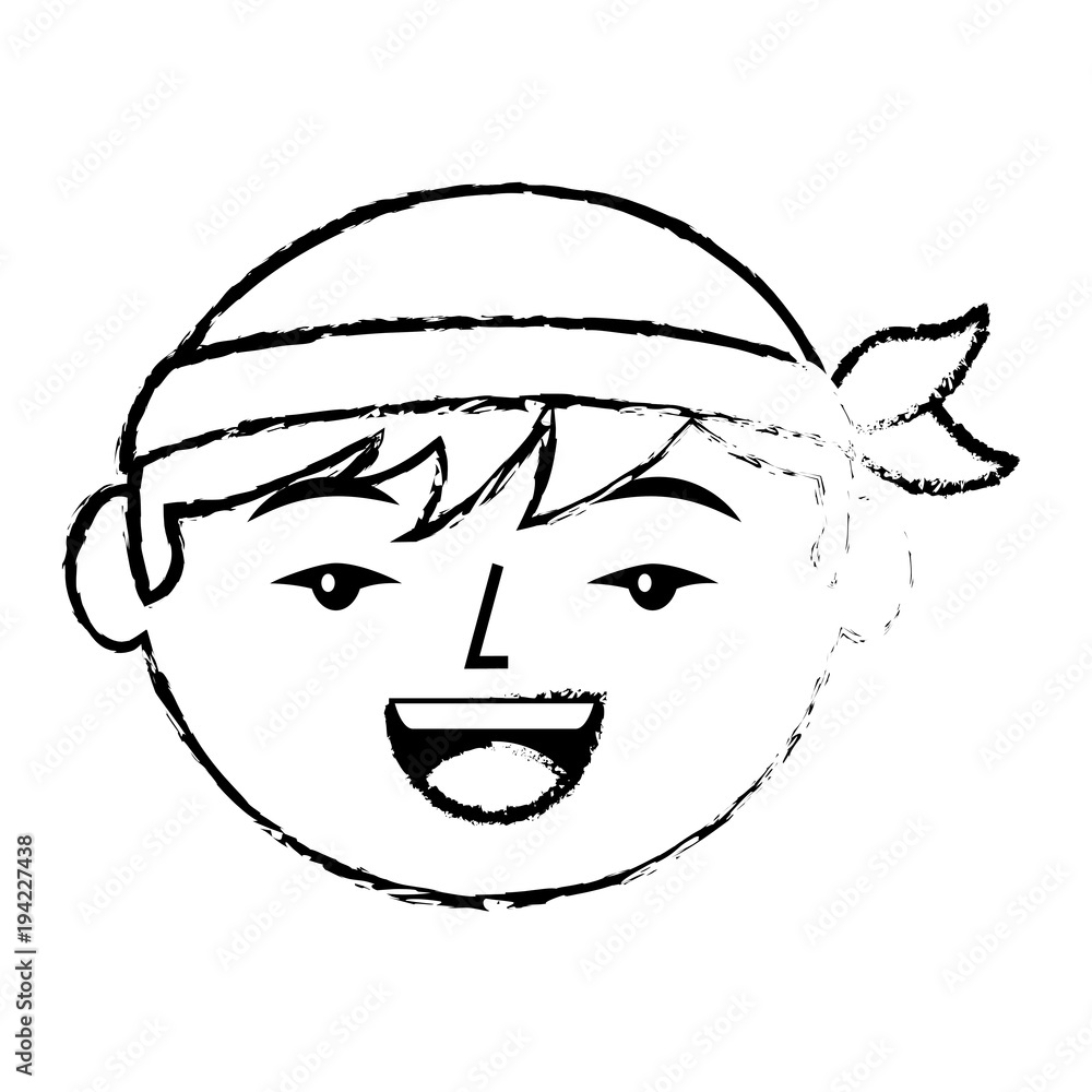 cartoon face cartoon happy chinese man vector illustration sketch style  design Stock Vector | Adobe Stock