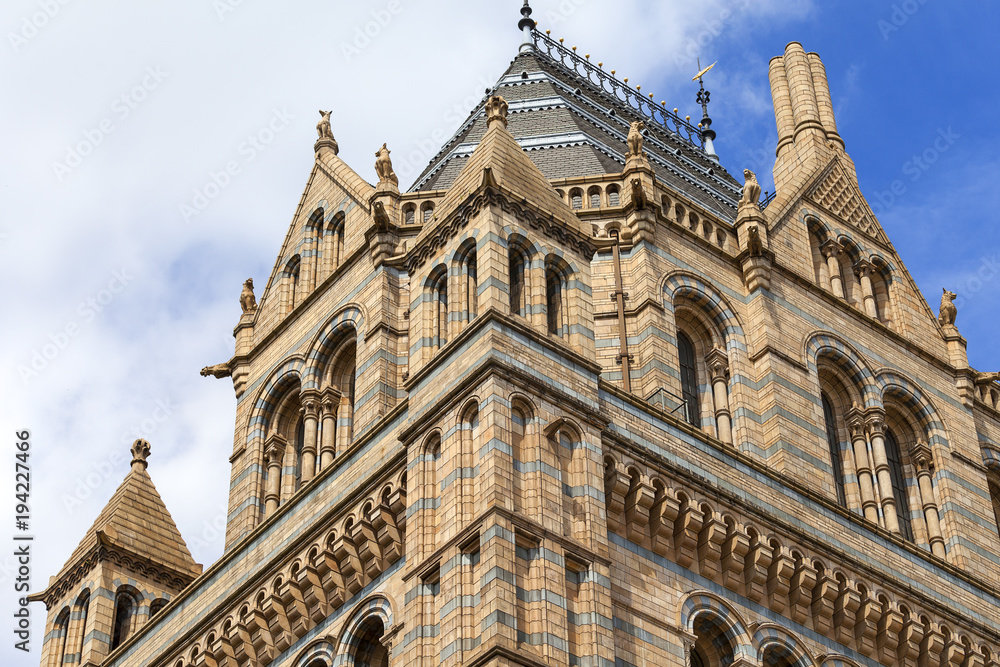 Natural History Museum with ornate terracotta facade,  Victorian architecture, London, United Kingdom