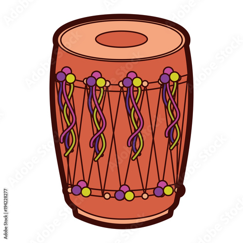 musical instrument punjabi drum dhol indian traditional vector illustration 