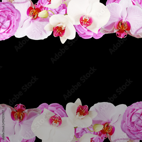 Fototapeta Naklejka Na Ścianę i Meble -  Beautiful floral background of roses and orchids 