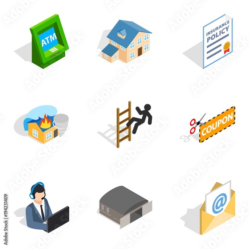 Storekeeper icons set, isometric style