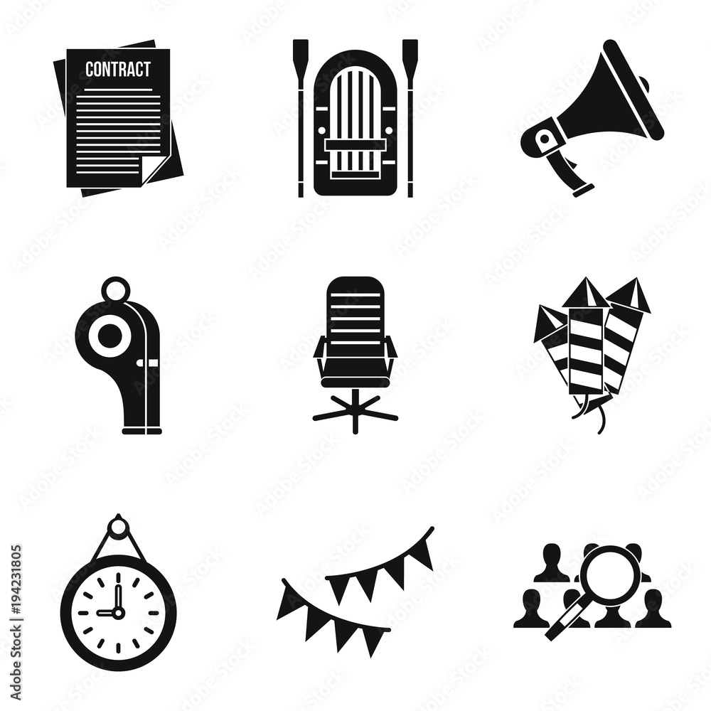 Brigade icons set, simple style Brigade icons set, simple style