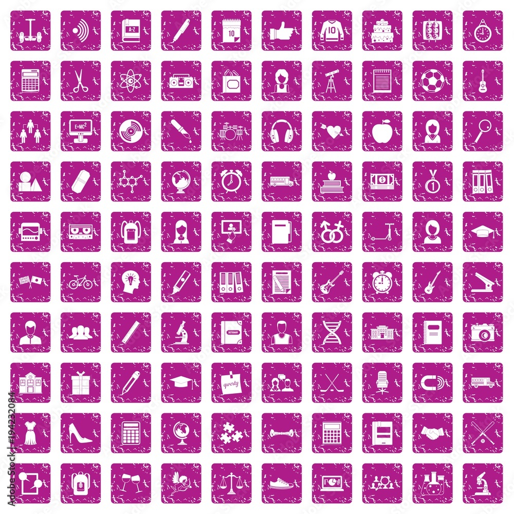 100 hi-school icons set grunge pink 100 hi-school icons set grunge pink