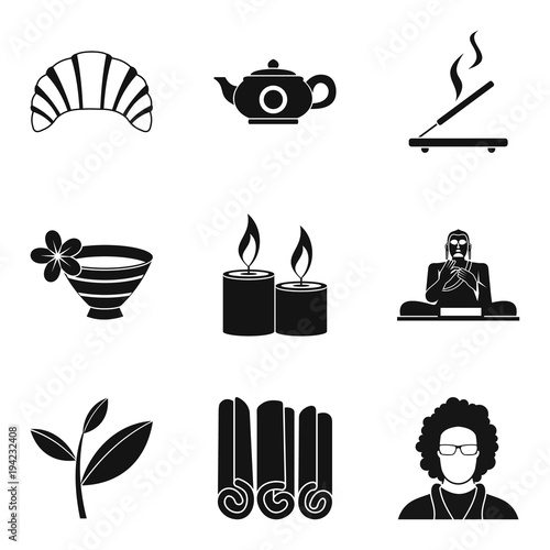 Tearoom icons set, simple style