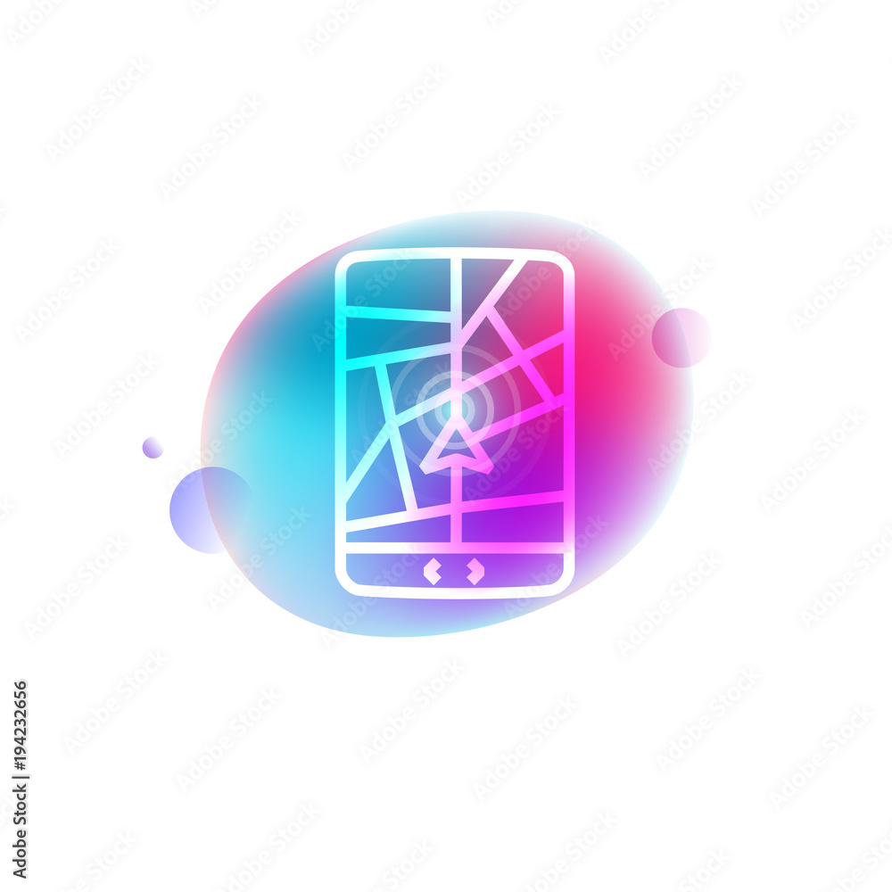 Obraz premium Gps navigator neon icon
