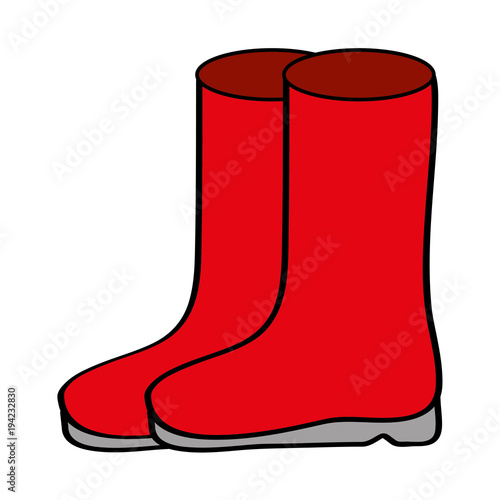 pair rubber boots clothes winter season fashion vector illustration