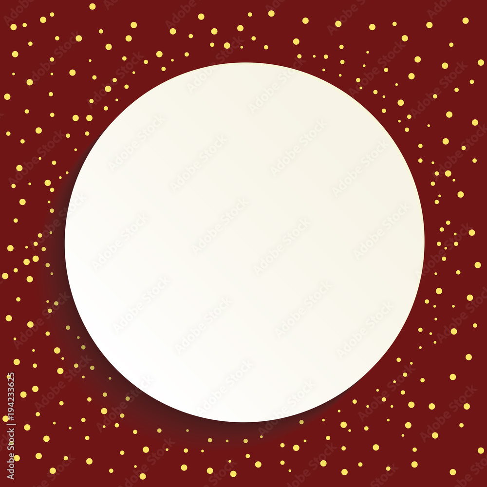 Nice vector frame with dots and volume circle. Fine greeting card. Pattern with dots