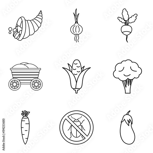 Native home icons set, outline style