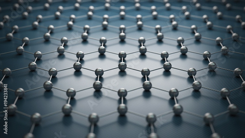 raphene molecular grid, graphene atomic structure concept, hexagonal geometric form, nanotechnology background 3d rendering