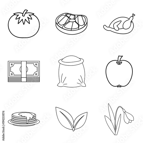 Paternal house icons set, outline style