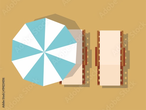 Chaise lounge and umbrella. Summer Vacation and Tourism
