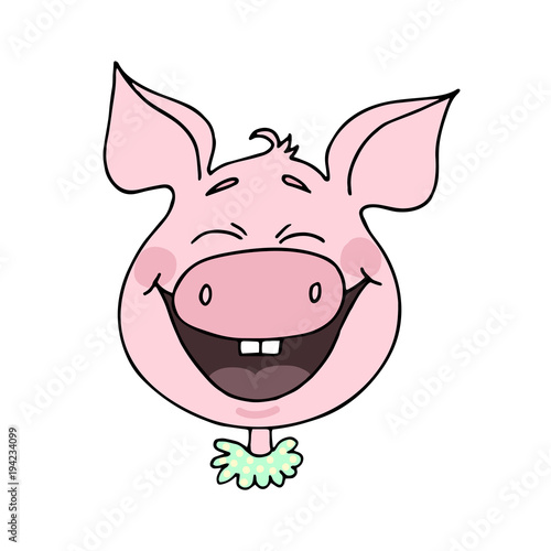 Cute piggy laughs happily