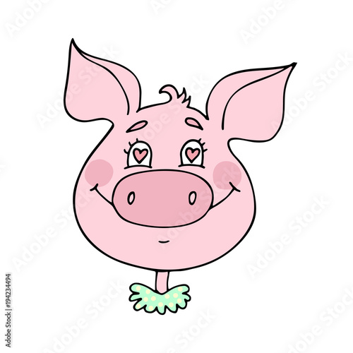 Cute pig in love