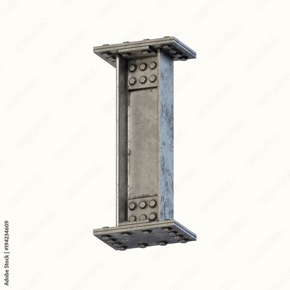 Steel beam font 3d rendering letter I Stock Illustration Adobe Stock