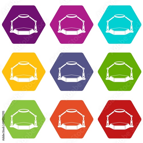 Table magnify icon set color hexahedron