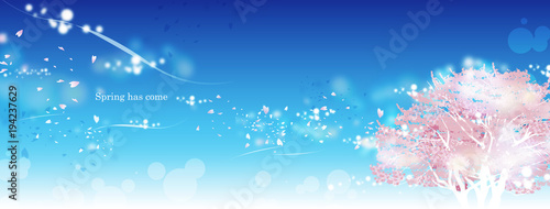 桜の木　青空　文字入り