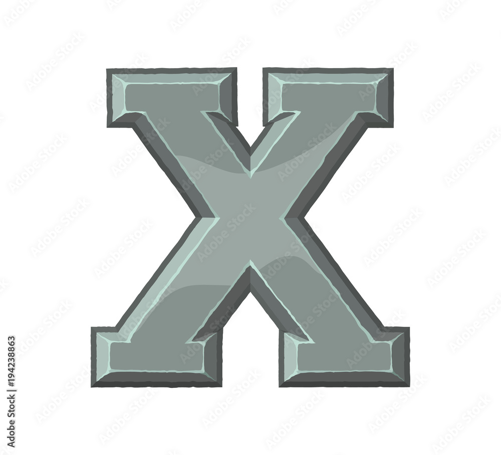Roman numerals made from rock. Ancient stone carved numbers. Old roman antique alphabet number. Vector flat illustration isolated on white background. Number ten. Roman numerals made from rock. Ancient stone carved numbers. Old roman antique alphabet number. Vector flat illustration isolated on white background. Number ten.