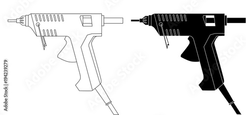 electric hot glue gun set isolated on white background vector eps 10
