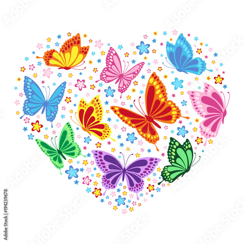 heart of butterflies and flowers © StockVector