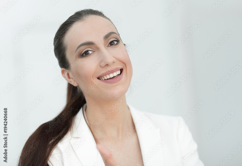closeup portrait of a dreaming business woman closeup portrait of a dreaming business woman