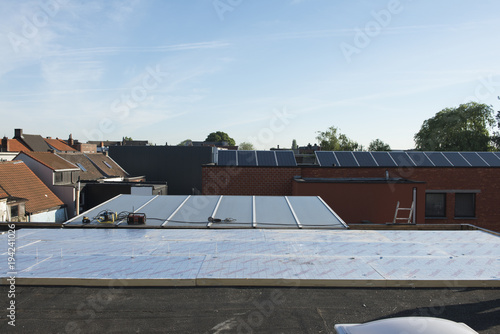 Thermal roof insulation on a Belgian flat roof photo