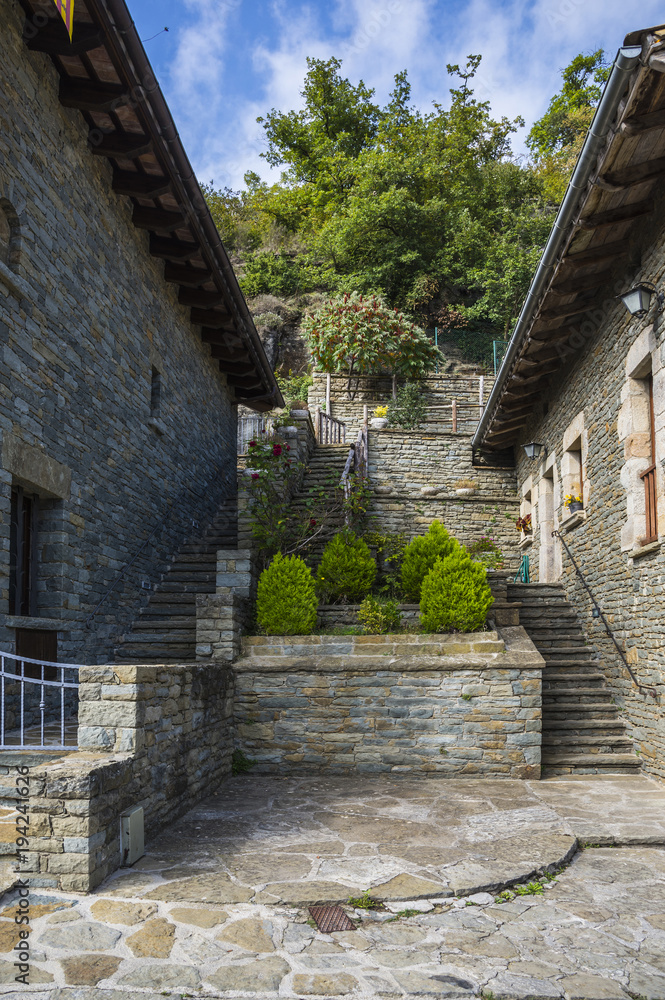 Stone street in catalan town Rupit i Pruit Stone street in catalan town Rupit i Pruit