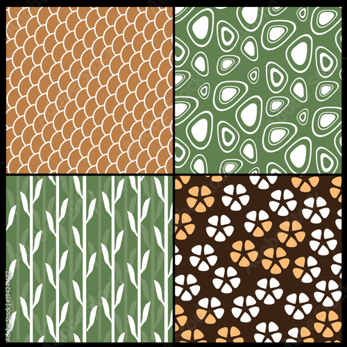      Set of Japanese Style Pattern Backgrounds