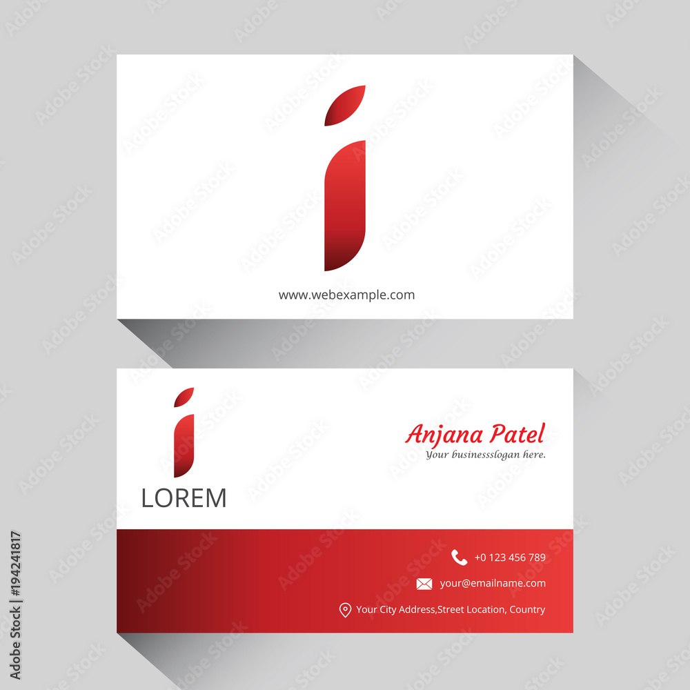 Fototapeta premium Letter I logo corporate business card