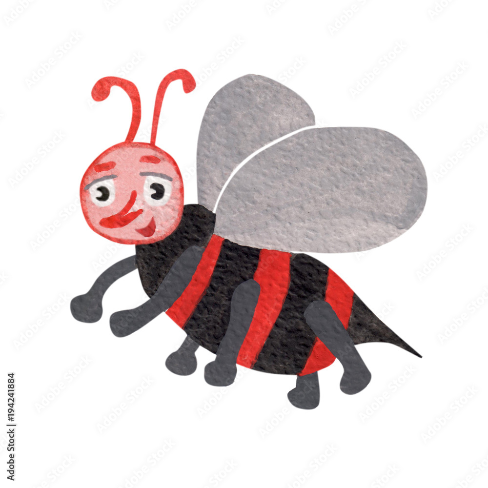 Fototapeta premium Isolated watercolor bee on white background