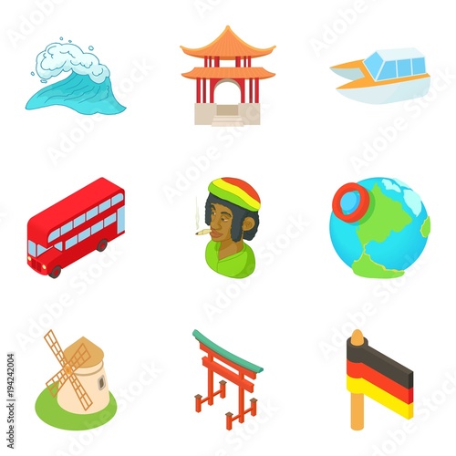 Migrate icons set, cartoon style