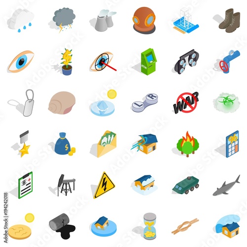 Warfare icons set, isometric style