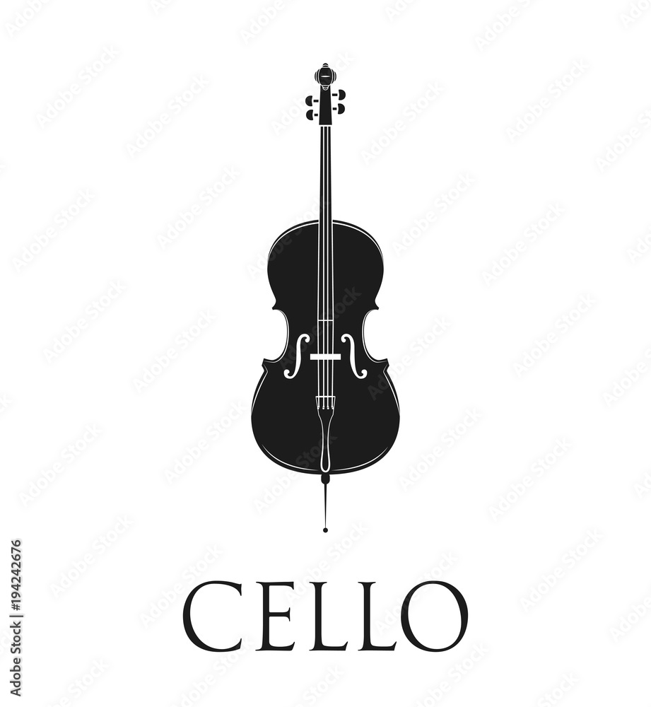 Naklejka premium Cello. Isolated On White Background. 