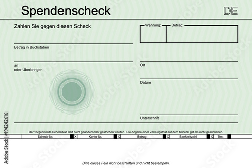 Scheck Muster grün mit Siegel