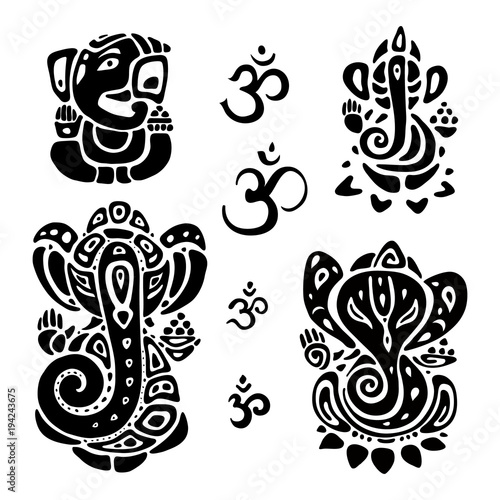 Hindu God Ganesha. Ganapati. Vector hand drawn illustration