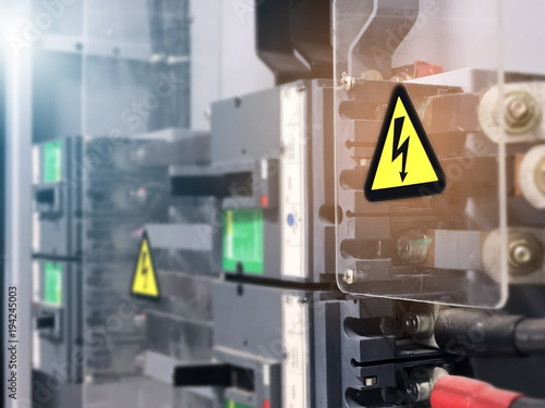 Wallpaper Mural Warning high voltage sign on switchboard of high voltage electrical control room. Torontodigital.ca